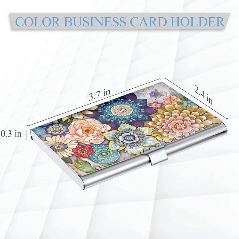 Xavier Business Card Holder，Color Printing Men's and Women's Business Card Case，Ultra-Thin Metal Business Card Organizer，Carry-on Pocket Wallet Business Card Holder,Mandarins - Image 2